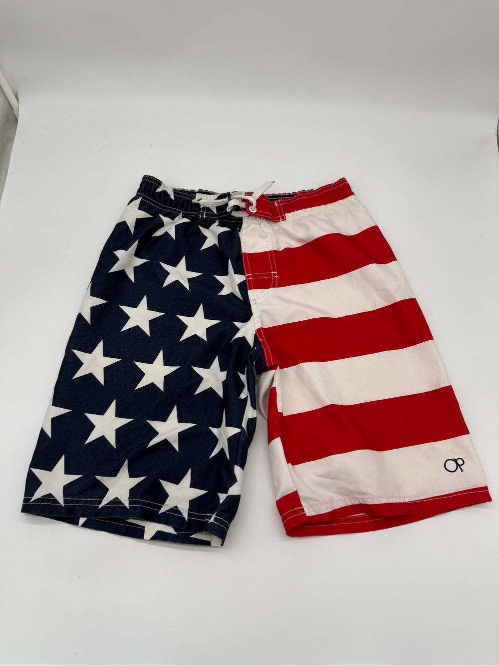 oP American Flag Swim Trunks Boys Size Large (10/12)
